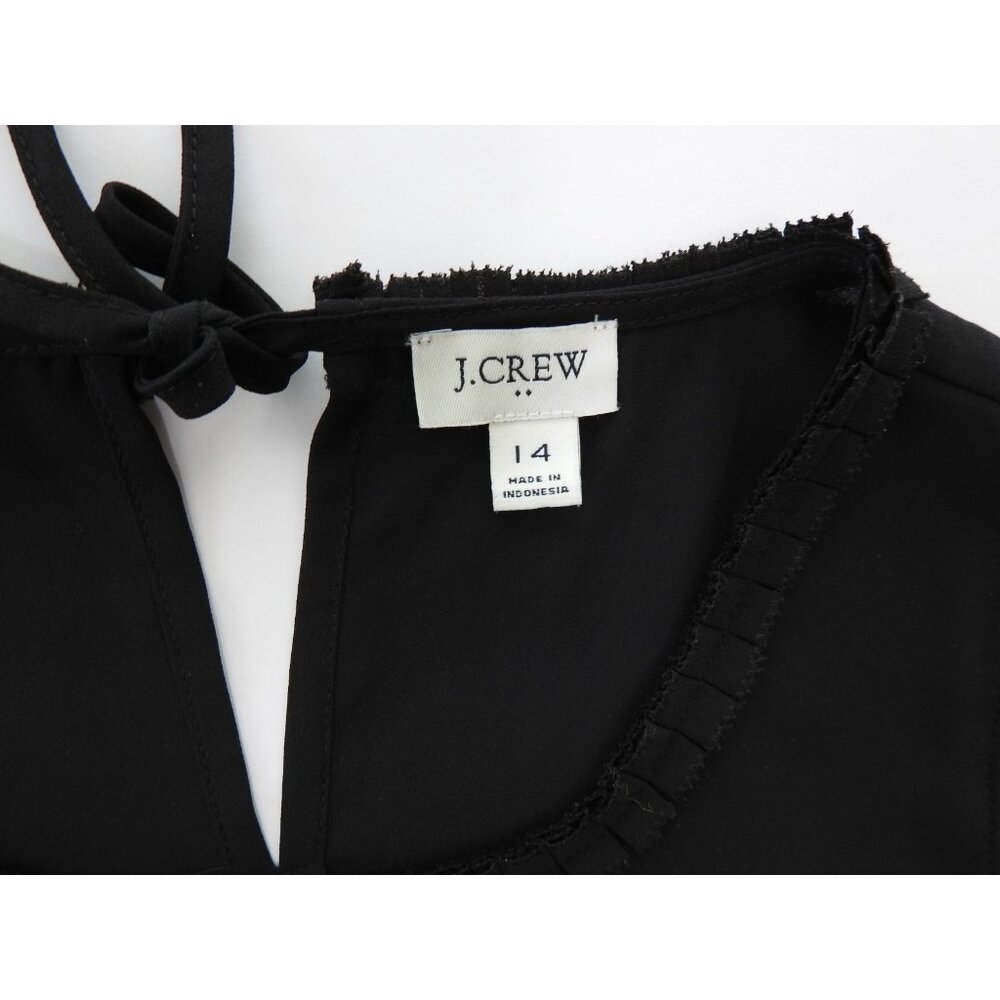J Crew Black Sheer Lightweight Sleeveless Ruffle Trim Blouse Size 14 BusinessCas - Picture 4 of 11